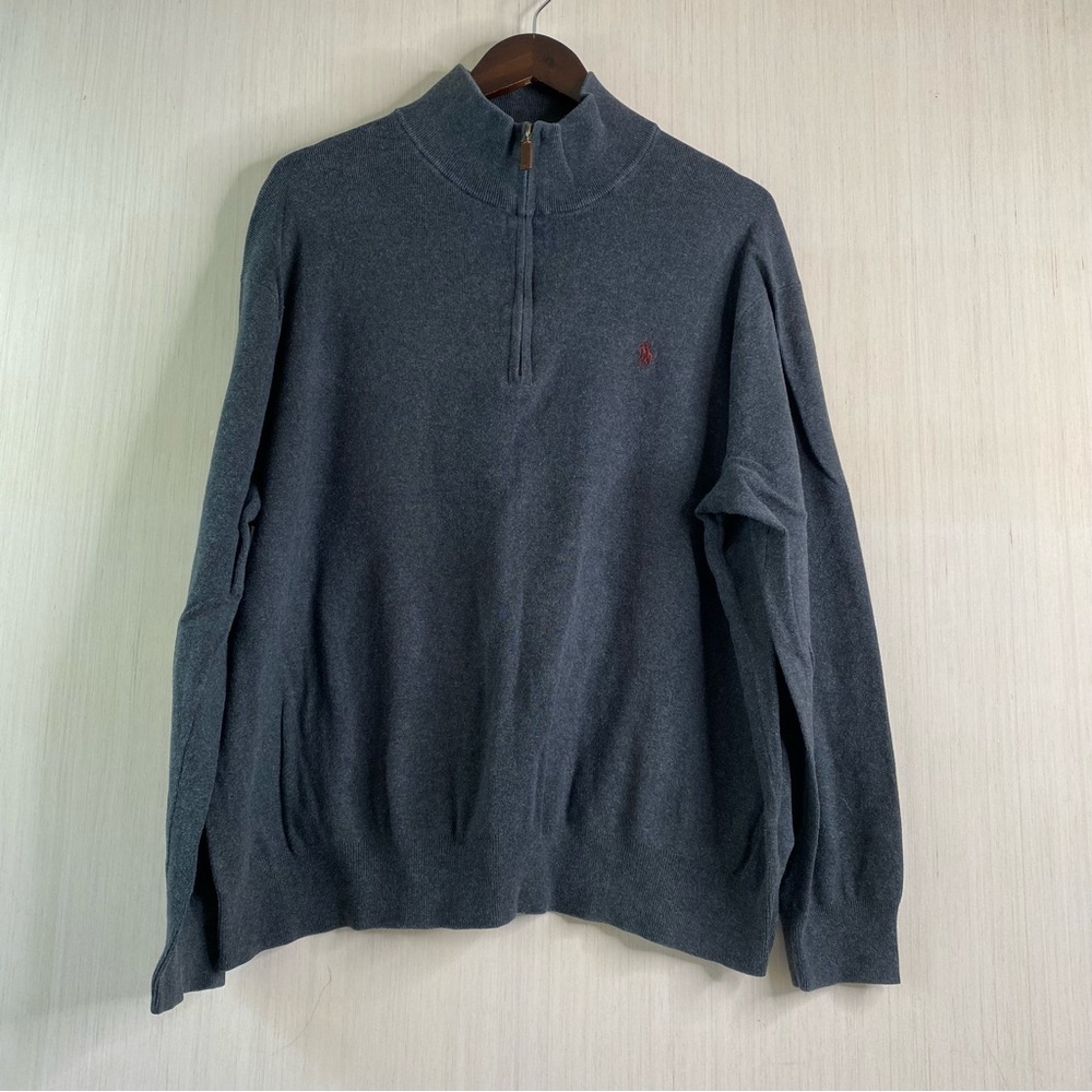 Polo Ralph Lauren Men’s Quarter Zip 100% Pima Cotton Sweater Gray 2XB BIG